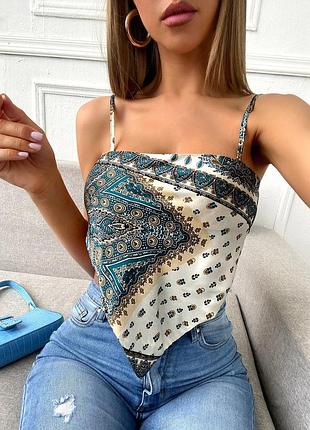 Стильний топ хустка shein р. m  асиметричний, платок, сатиновий