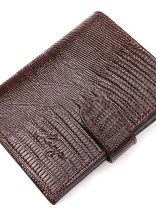 Надежный мужской кошелек из фактурной кожи karya 21039 коричневый