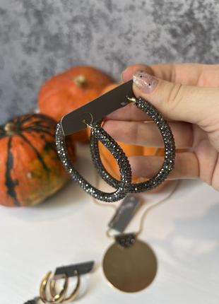 Серьги кольца стразовые parfois