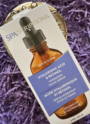 Увлажняющая сыворотка для лица с гиалуроновой кислотой и ретинолом hyaluronic acid & retinol hydrating facial serum, 60 ml