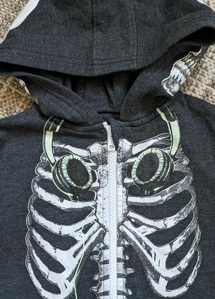 Трикотажний ромпер чоловічок комбінезон піжама з капюшоном скелет george2 фото