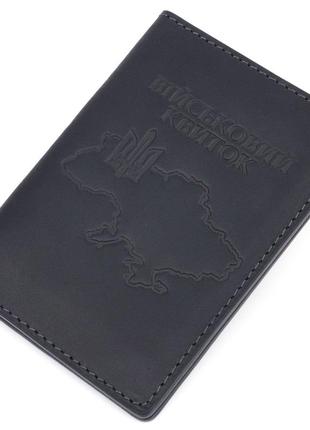 Стильна обкладинка на військовий квиток у вінтажній шкірі карта grande pelle 16780 чорна