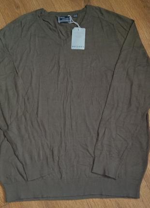 Тонкий нежный вискозный свитер, пуловер оливкового цвета watson's, l/52-54