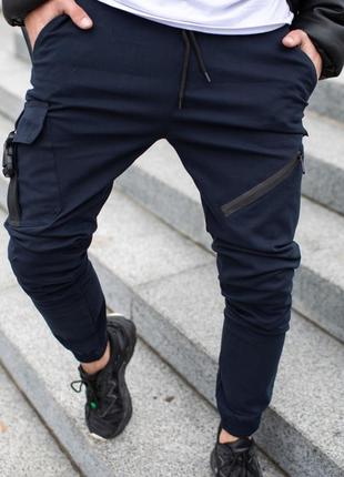 Чоловічі брюки карго штани котонові intruder "fast traveller" з кишенями сині