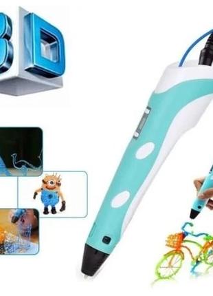 3d ручка для дитячої творчості 3dpen з lcd екраном повний набір пластик жовтий