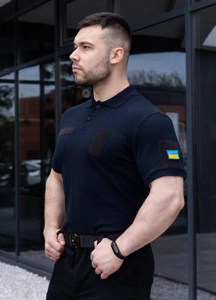 Тактическая футболка зсу поло pobedov loft для военнослужащих, футболка военная темно-синяя3 фото