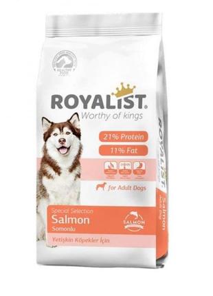 Корм сухой для собак с лососем для взрослых собак royalist salmon 15 кг