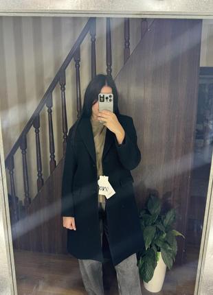 Пальто zara зара черная шерсть