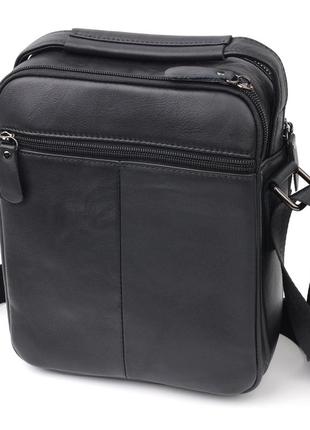 Чоловіча сумка vintage 20826, чорна, шкіряна2 фото