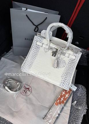 Белая стильная сумка hermes birkin