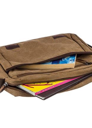 Коричневая текстильная сумка для ноутбука 13 дюймов через плечо vintage 201906 фото