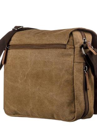 Коричневая текстильная сумка для ноутбука 13 дюймов через плечо vintage 201902 фото