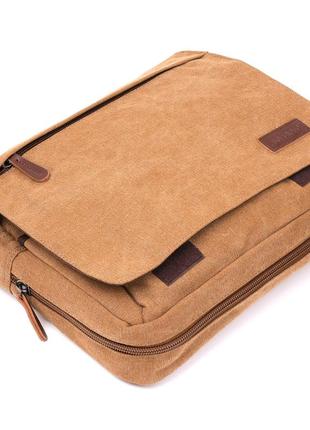 Коричневая текстильная сумка для ноутбука 13 дюймов через плечо vintage 201909 фото