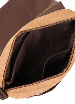 Коричневая текстильная сумка для ноутбука 13 дюймов через плечо vintage 2019010 фото