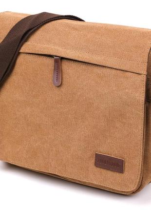 Коричневая текстильная сумка для ноутбука 13 дюймов через плечо vintage 201901 фото
