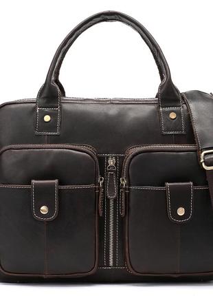 Коричневая сумка-портфель мужская из кожи vintage 20004