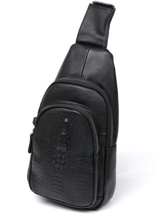 Черная модная мужская сумка через плечо кожаная vintage 20673