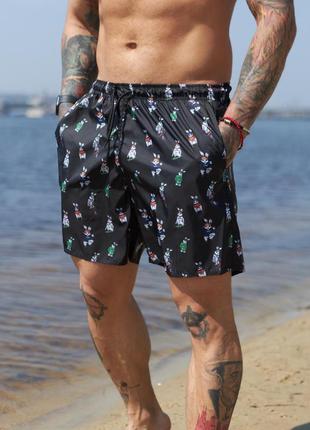 Короткі чоловічі шорти пляжні для купання та плавання з принтом швидковисихаючі intruder rabbit