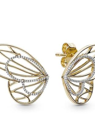 Серебряные серьги pandora shine крылья бабочки