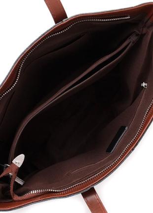 Вместительная сумка для женщин из натуральной кожи vintage 22281 черная4 фото