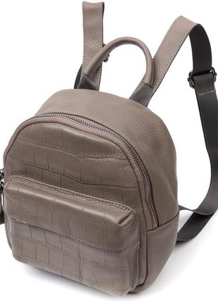 Женский компактный стильный рюкзак из натуральной кожи vintage 22435 серый