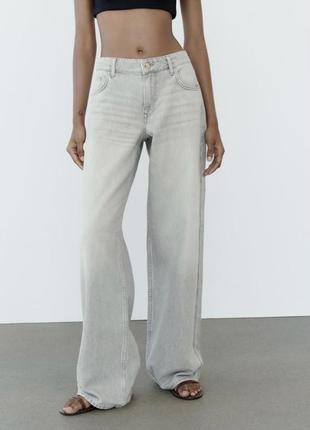 Джинси сірі zara z1975 wide-leg mid-rise вайд лег
