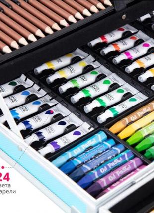 Набор для творчества в алюминиевом чемодане единорог 145 предметов, чемодан для...