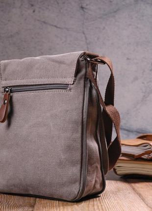 Практичная вертикальная мужская сумка из текстиля vintage 21266, серая7 фото
