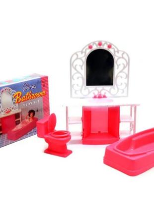 Меблі для ляльок барбі до 30 см gloria ванна кімната унітаз ванна умивальник