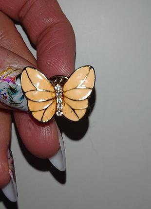 Красивая брошь пин бабочка эмаль