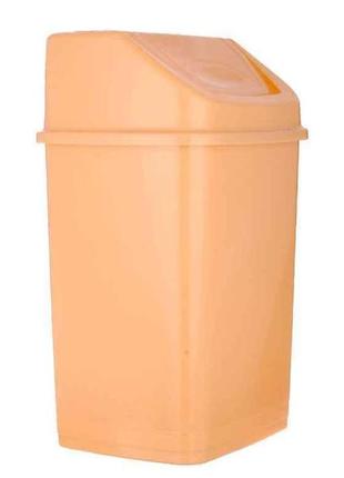 Відро пл. 8,5л для сміття з поворотною кришкою (бежеве) тм консенсус