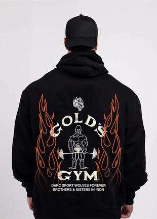 Кофта чоловіча спортивна оверсайз толстовка з капюшоном "gold's gym darc sport wolves"