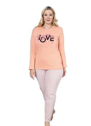 Теплая женская пижама трикотажная футер p262 xl