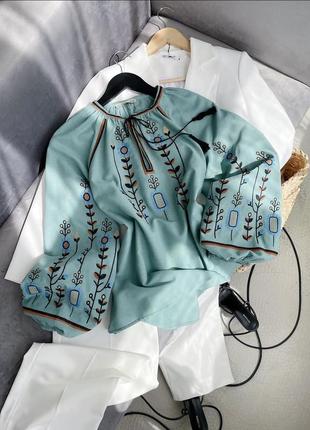 Накладной платеж ❤ оверсайз блузка блузка вышиванка с рукавами фонариками
