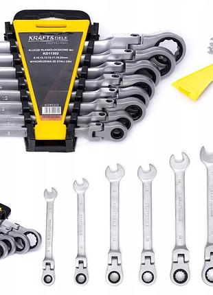 Набір ключів ріжково-накидних із тріскачкою 8-22 мм kraft&dele kd11302