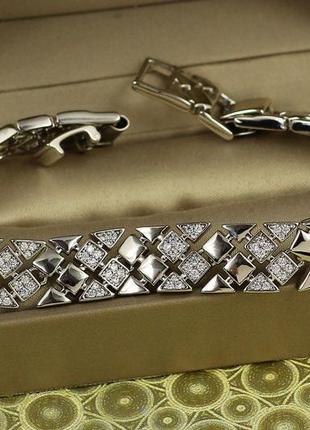 Браслет xuping jewelry россыпь ромбов 17 см 11 мм серебристый