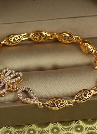 Браслет xuping jewelry эффект бабочки 19 см 6 мм золотистый