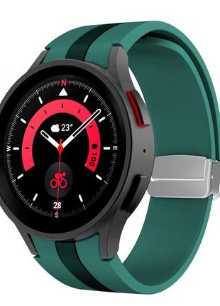 Силіконовий ремінець cls-way для samsung galaxy watch 6 classic 43mm зелено-чорний 20мм