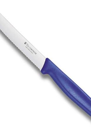 Нож кухонный victorinox standart 11 см серрейтор, скругленный, синий ll
