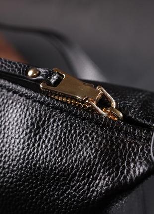 Містка жіноча сумка з однією довгою ручкою з натуральної шкіри vintage 22305 чорна8 фото