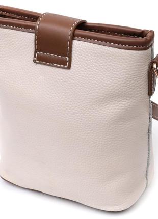 Зручна сумка на плече для жінок з натуральної шкіри на кожен день vintage 22347 біла2 фото