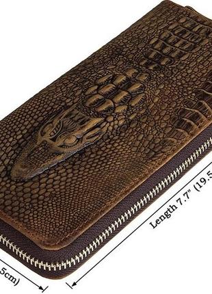Коричневый мужской клатч vintage 14462 кожа под крокодила3 фото