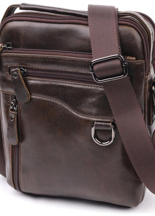 Практична чоловіча сумка vintage 20824, коричнева, шкіряна