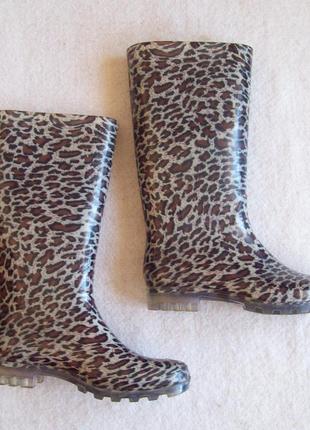 Чоботи гумові сілікон леопард, устілка 24,5 см.