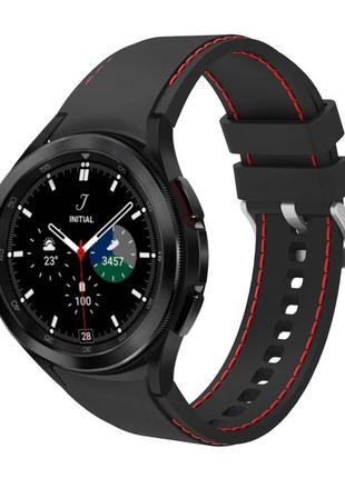 Силіконовий ремінець galaxy rline для samsung galaxy watch 6 classic 43mm чорно-червоний 20мм