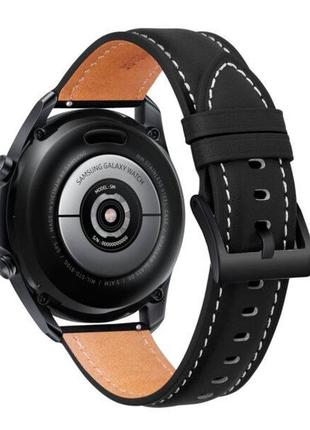 Кожаный ремешок premium для samsung galaxy watch5 pro 45mm черный 20мм