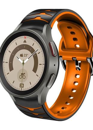 Силіконовий ремінець scales для samsung galaxy watch 6 classic 47mm чорно-помаранчевий 20мм