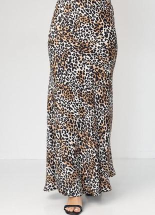 Длинная леопардовая шелковая юбка6 фото