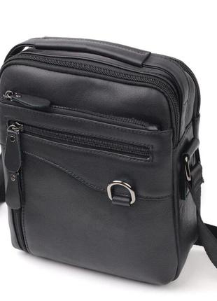 Практична чоловіча сумка vintage 20823 шкіряна чорний