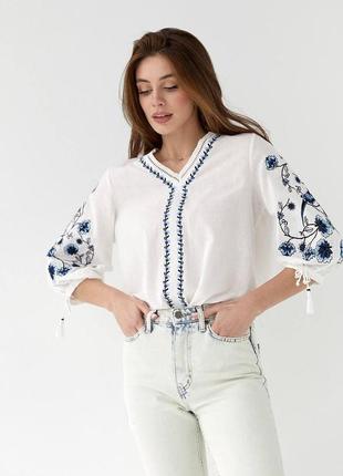 Оригинальная блуза-рубашка вышиванка с длинным рукавом норма